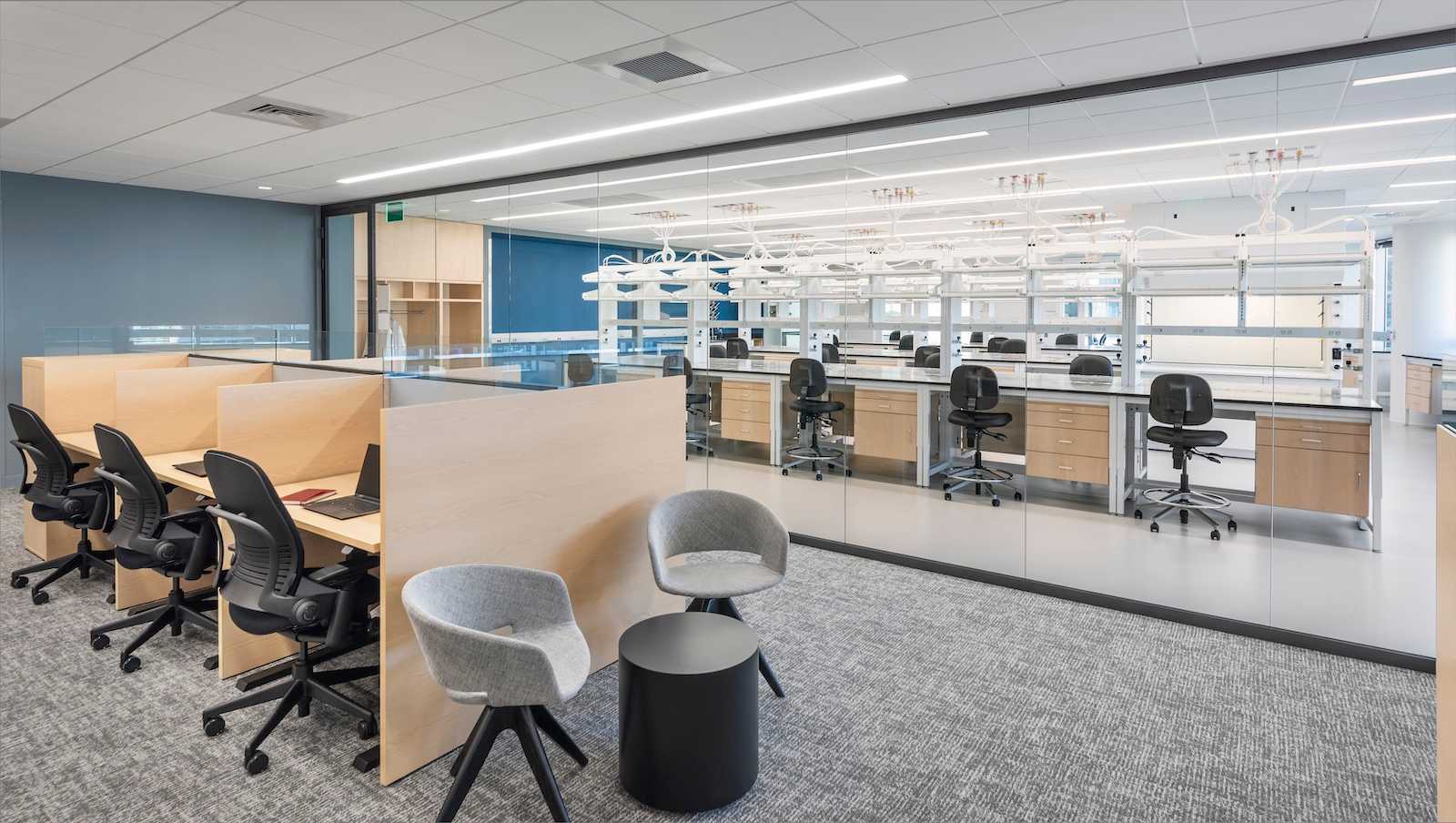 Interior photo of Broad Institute’s new biomedical facility in Cambridge, MA